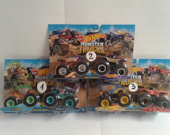 You Choose! Mattel Hot Wheels Monster Trucks Demolition Doubles 2-Pack 1:64 Scale