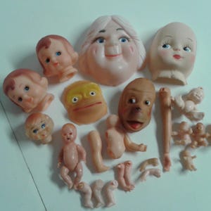 Lot Of Vintage Mixed Miniature Baby Dolls And Doll Parts - For Repair