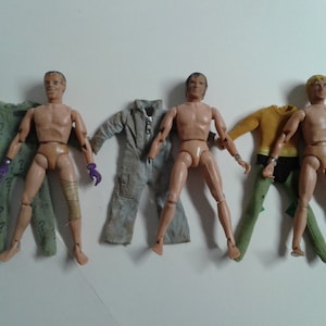Lot Of 3 MEGO Action Figure For Repair, Replacement With Clothes Vintage MEGO 70s