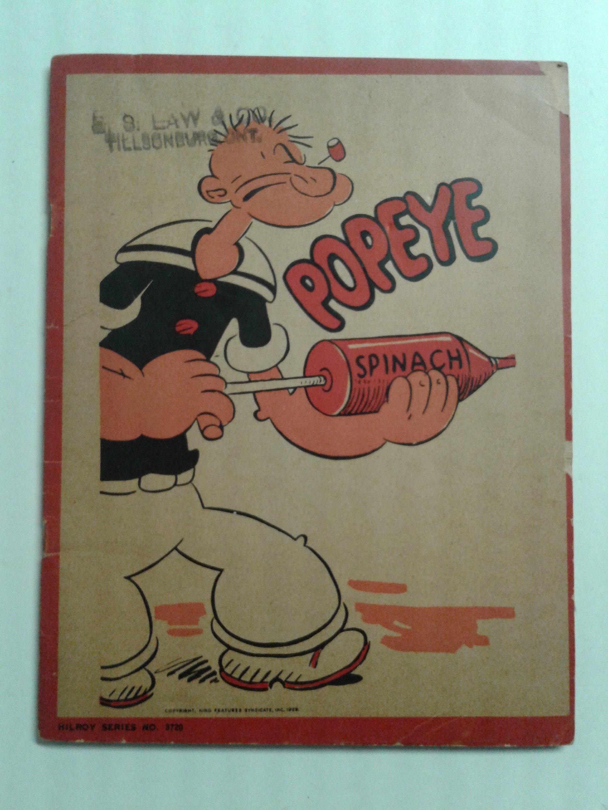 Vintage 1929 POPEYE Notebook King Features Syndicate Inc