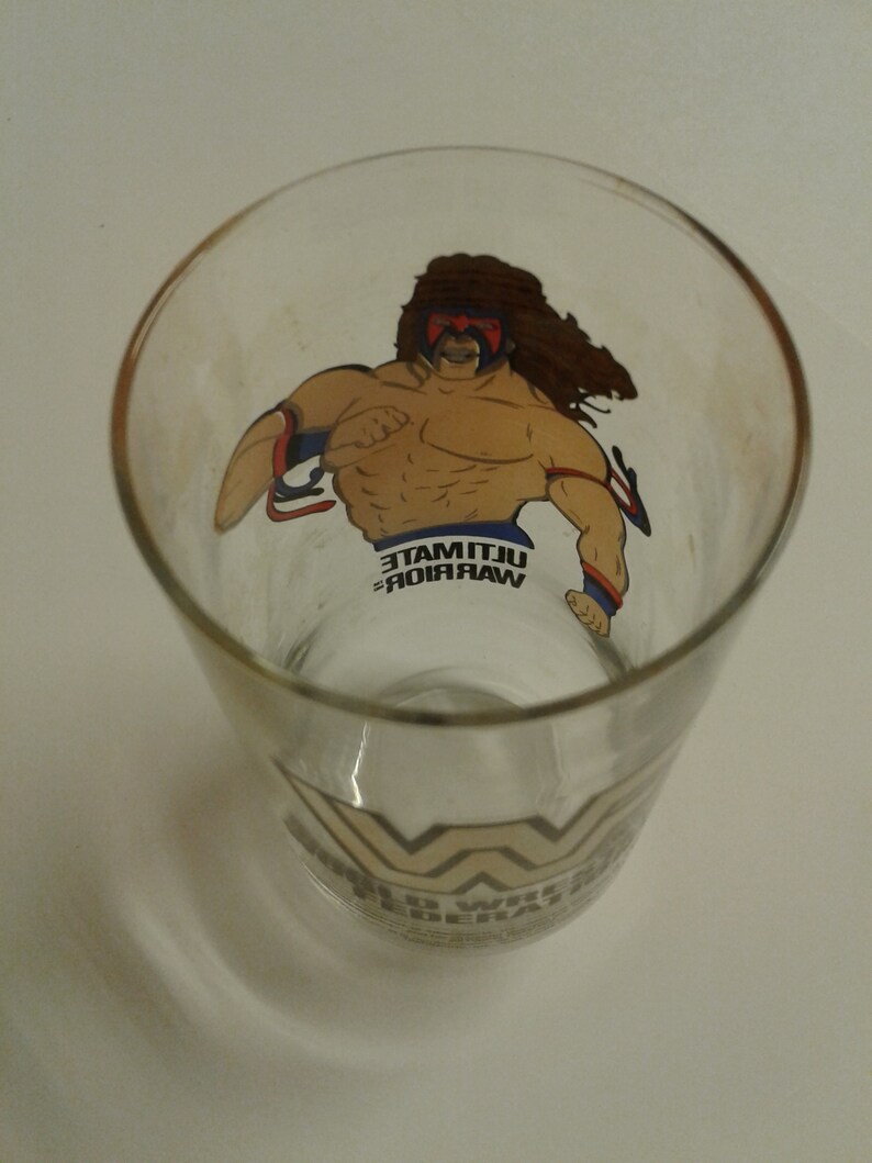 Ultimate Warrior WWF WWE Vintage 1990 Titan Sports Drinking Glass