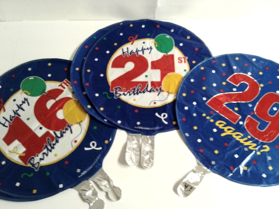 Happy Birthday 18" Qualatex Foil Balloons Frances Mayer 1988 Lot Of 5