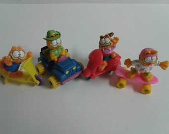 Garfield Complete Set of 4 Vintage Mcdonald's Happy Meal Toys 1988
