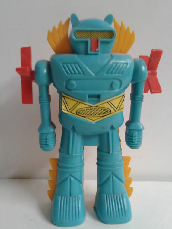 レトロ ゼンマイ トコトコ フィギュア ミサイルロボット ブリキ　WIND UP Swimming Windmill Robot Wind up Toy Vintage 1970s Hong Kong Works