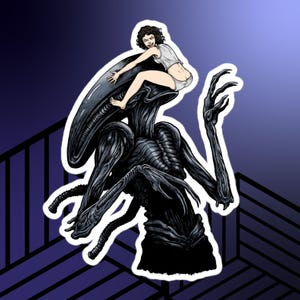 Funny Ripley Xenomorph sticker, Alien movie parody, Space Hugger, facehugger decal, gift for scifi fan, gift for horror fan