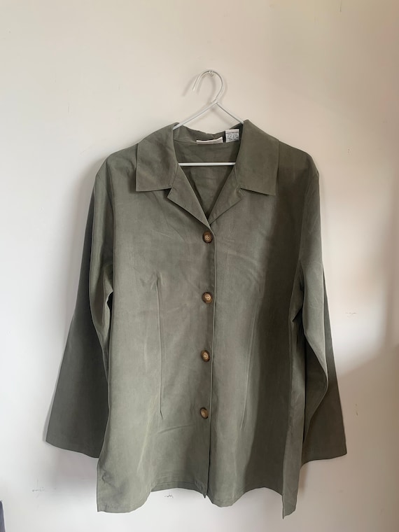 Vintage 90s/Y2K moss green shirt jacket