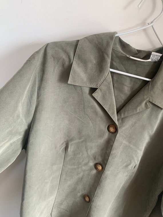 Vintage 90s/Y2K moss green shirt jacket - image 2