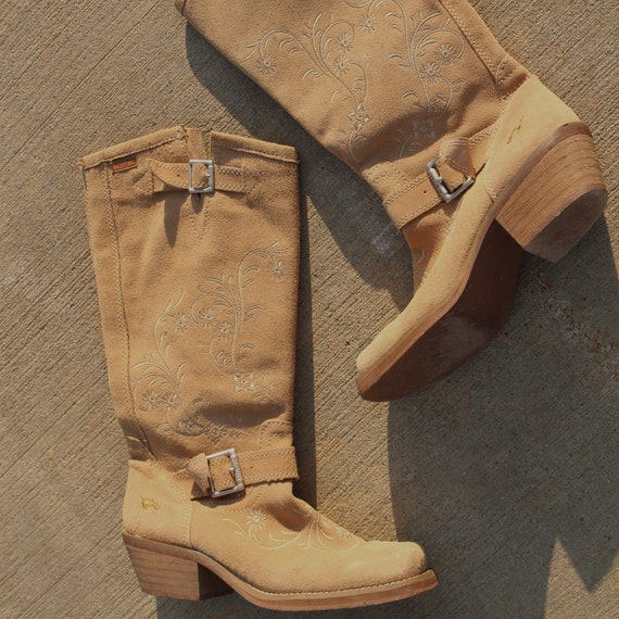 suede embroidered boots