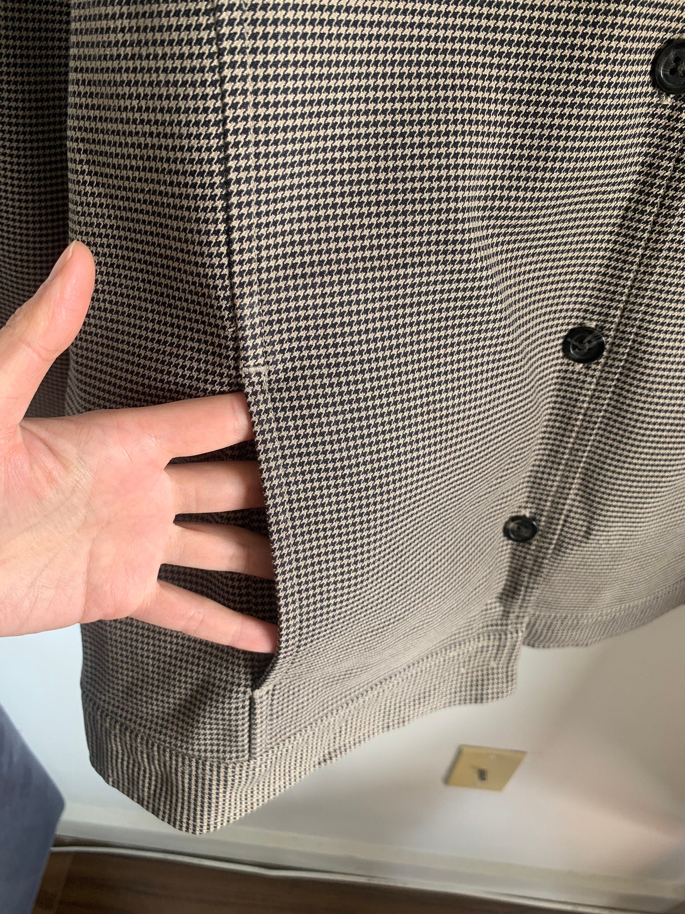00s houndstooth &check stole′y2k VTG Vesti Skirt Womens 12 Black White Knit Houndstooth