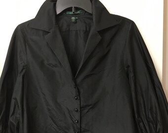 Fabulous Ralph Lauren Blouse UK8 Dark Green silk velvet look DC433 main image 0