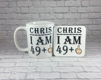 Personalised name and age mug & coaster set