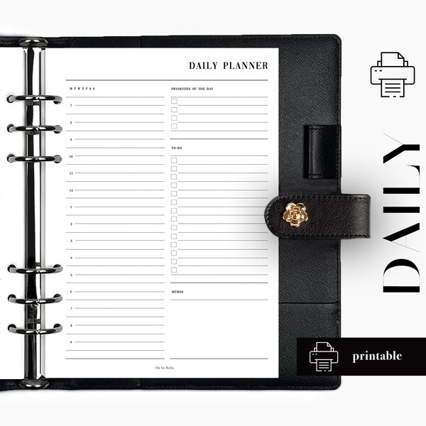 Daily Planner INSERTS | Planner REFFEL | A5 Planner  | Planner with hours | Memos Daily Planner| Half Hourly Planner| Instant Download,