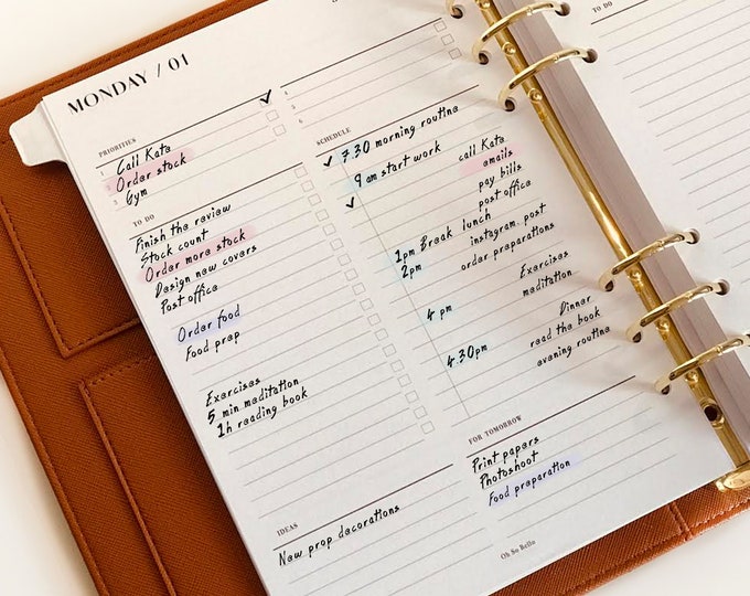 2024 DAILY DATED Planner Refill Dayapage Layout A5 Monthly Planner