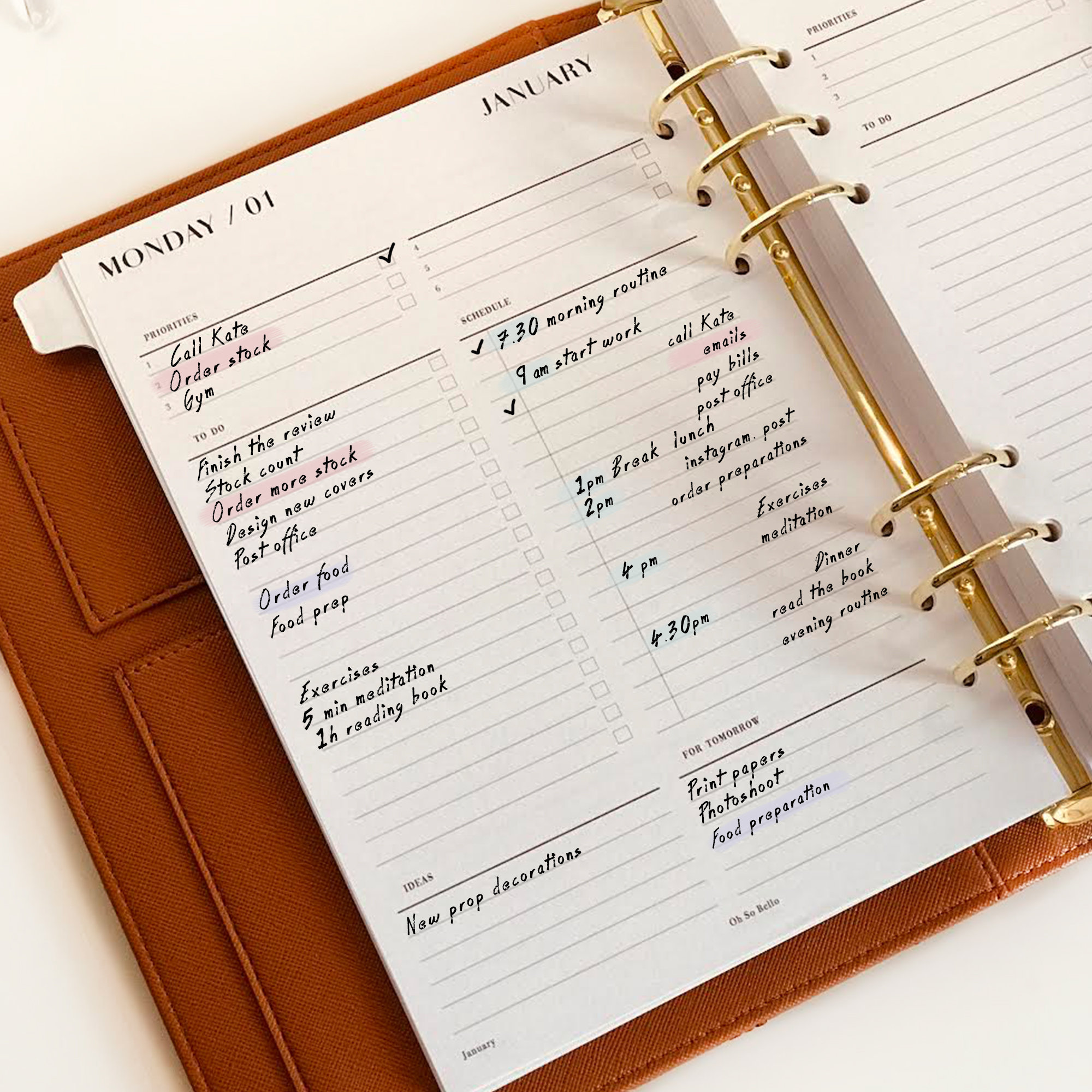 2024 Daily & Monthly Planner Refills A5 Size - Appointment  Schedule & To Do List, Monthly Tabs, 6-Hole Punched, Jan 2024 - Dec 2024 :  Office Products