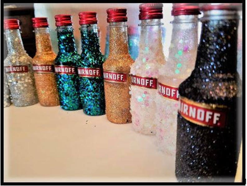 10 botellas de alcohol EMPTY Glitter Mini Etsy España