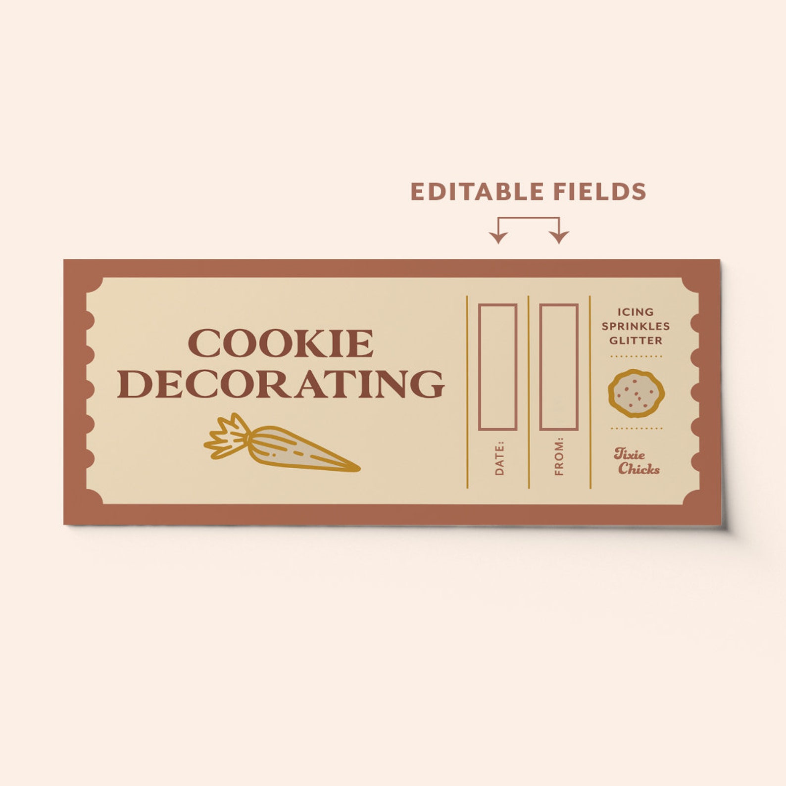 Custom Cookie Decorating Class Ticket Voucher Surprise Etsy
