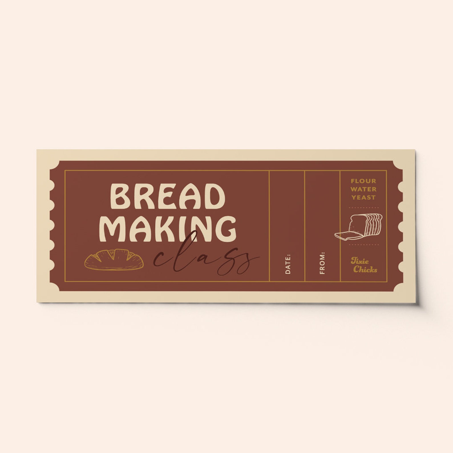 Custom Bread Making Class Ticket Voucher Surprise Activity Etsy