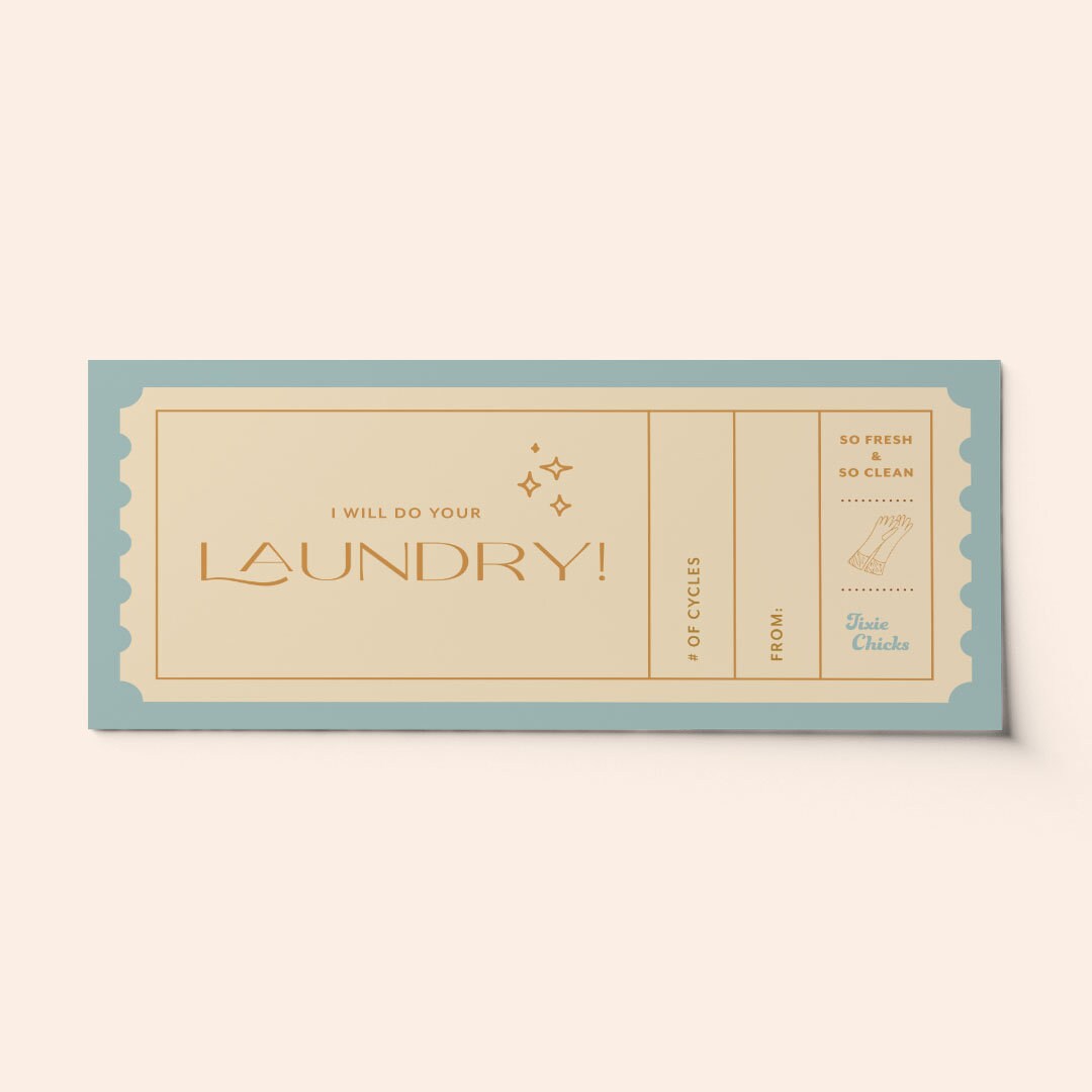Custom Laundry Ticket Voucher Surprise Laundry Voucher Etsy