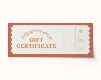 Editable Gift Certificate Ticket • Printable Coupon Voucher (PDF)