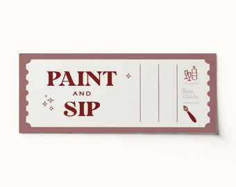 Custom Paint & Sip Ticket Voucher • Surprise Gift (Editable PDF)