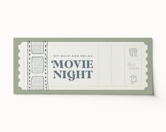 Custom Movie Night Ticket • Editable PDF Surprise Gift Voucher