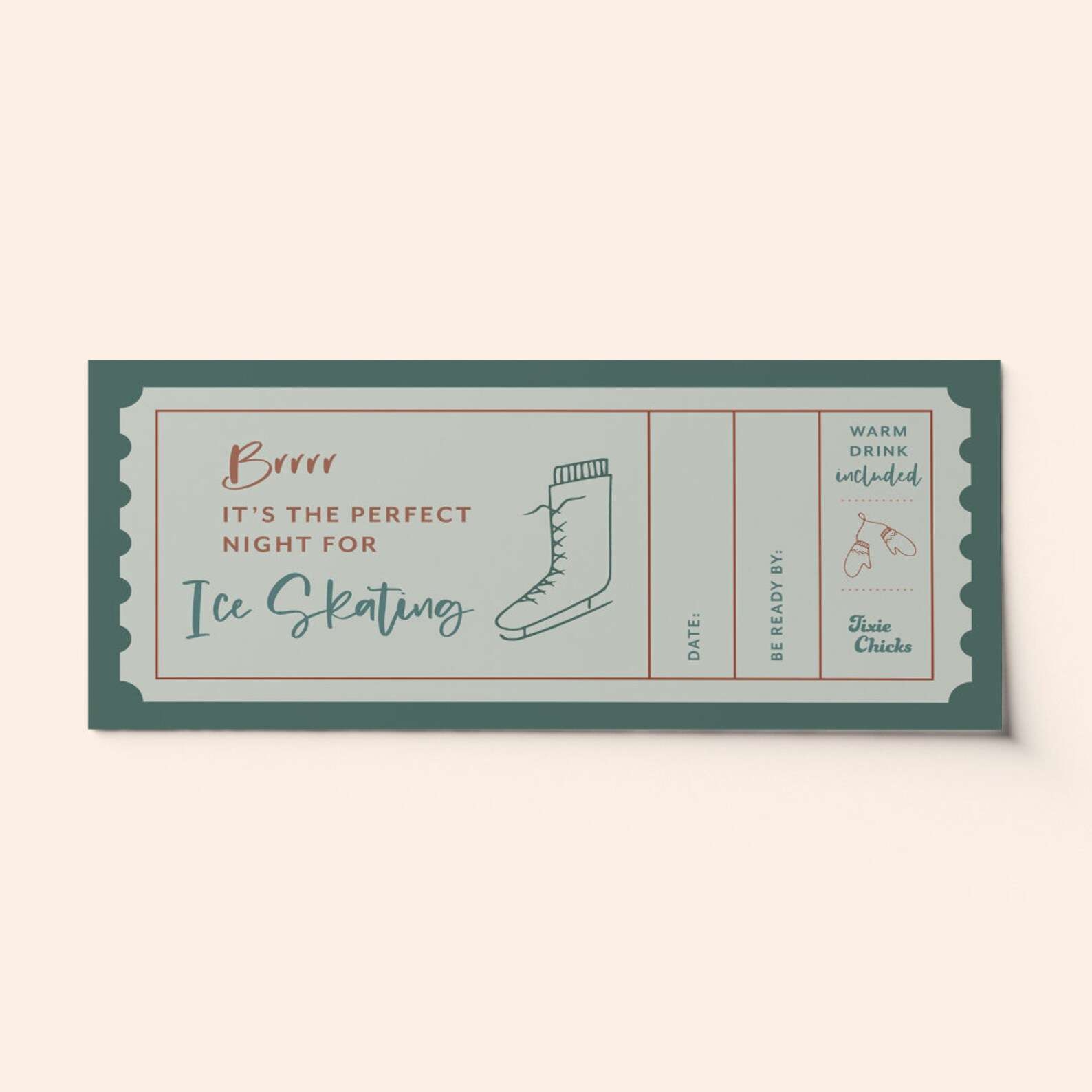 Custom Ice Skating Ticket Voucher Surprise Activity BEST Etsy