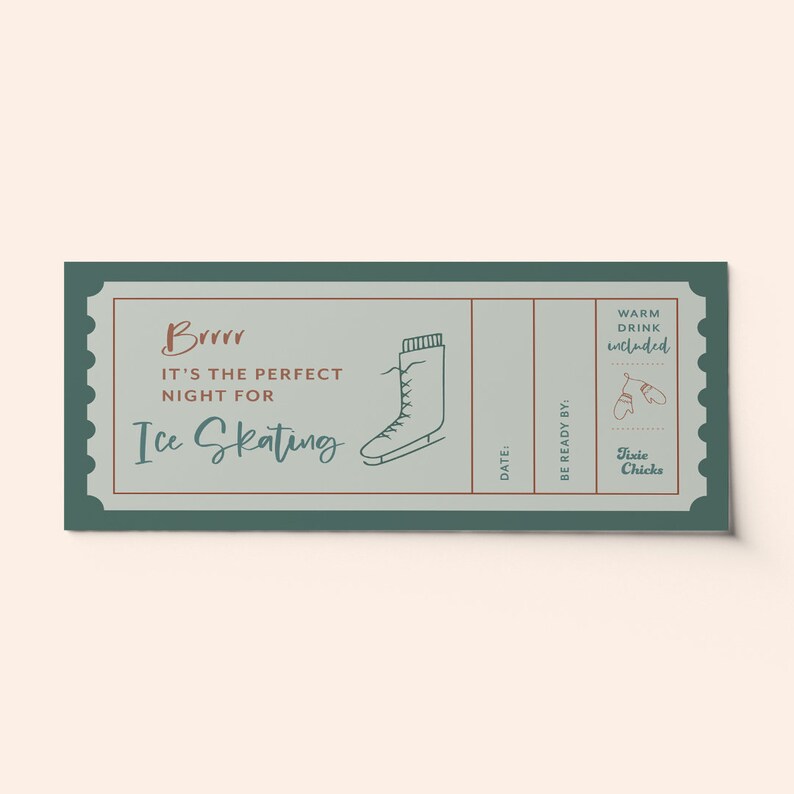 Custom Ice Skating Ticket Voucher Surprise Activity BEST Etsy