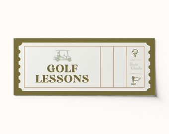 Custom Golf Lessons Ticket • Surprise Gift Voucher (Editable PDF)