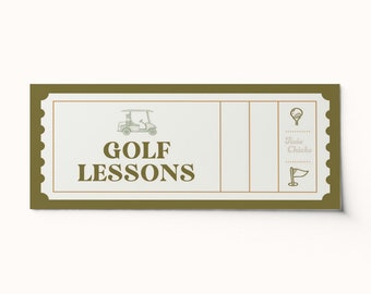 Custom Golf Lessons Ticket Voucher  •  Surprise Activity  •  BEST SELLER  •  Custom Gift Voucher  •  Editable PDF • Coupon