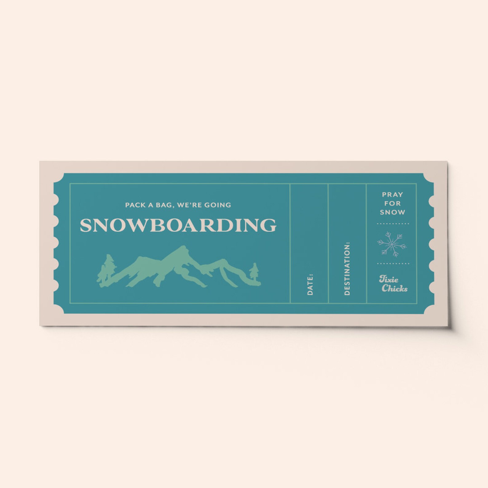 Custom Skiing Ticket Voucher Surprise Trip Vacation Etsy