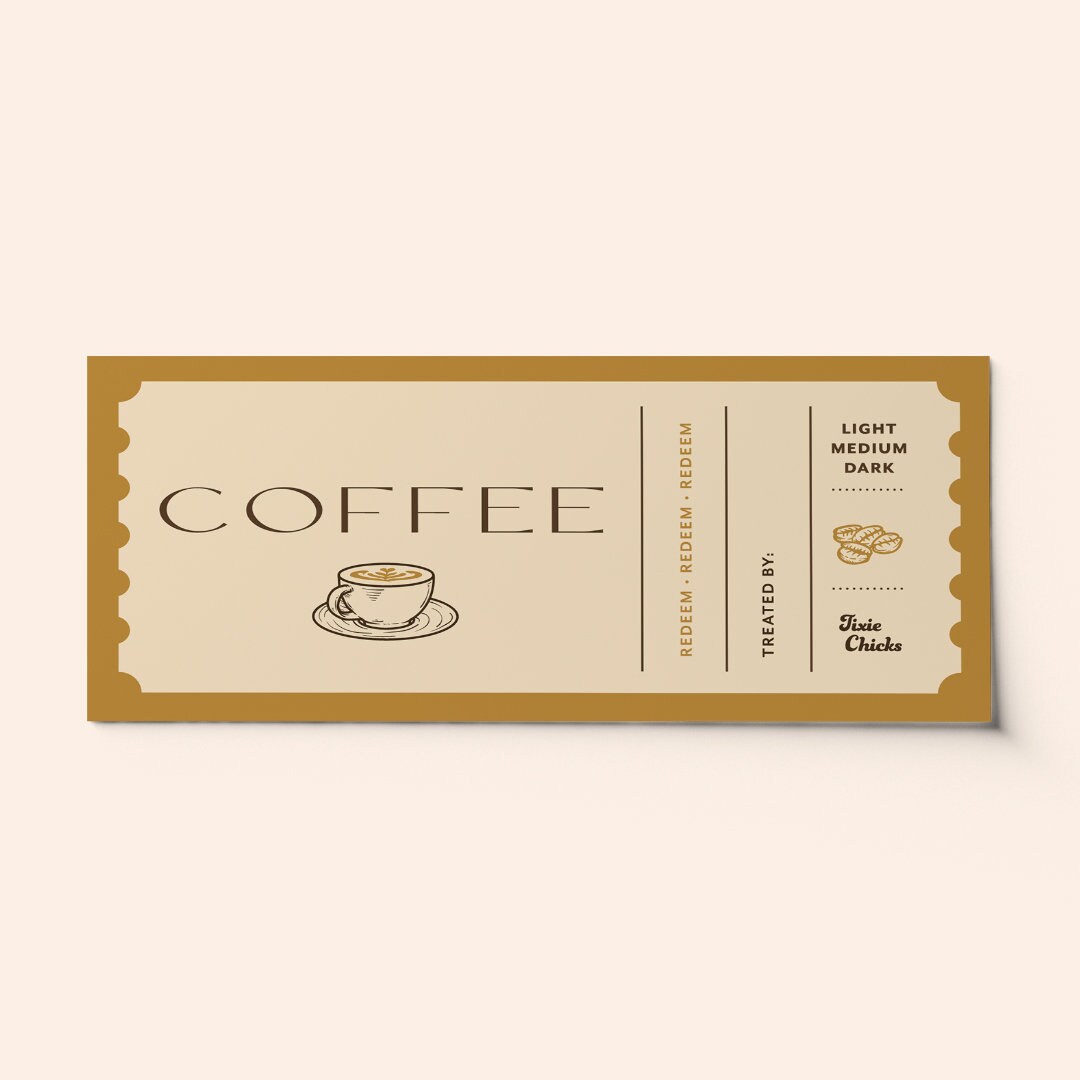 Custom Coffee Ticket Voucher Surprise Gift BEST SELLER Etsy Canada