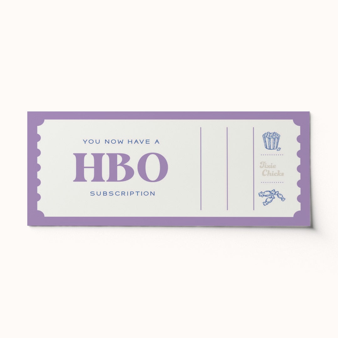 Custom HBO Subscription Ticket Voucher Surprise Subscription Ticket