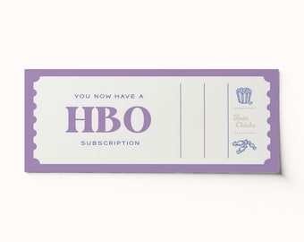 Custom HBO Subscription Ticket Voucher • Editable PDF Coupon