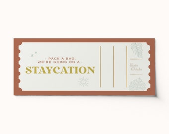 Personalized Staycation Ticket Voucher • Printable PDF Coupon