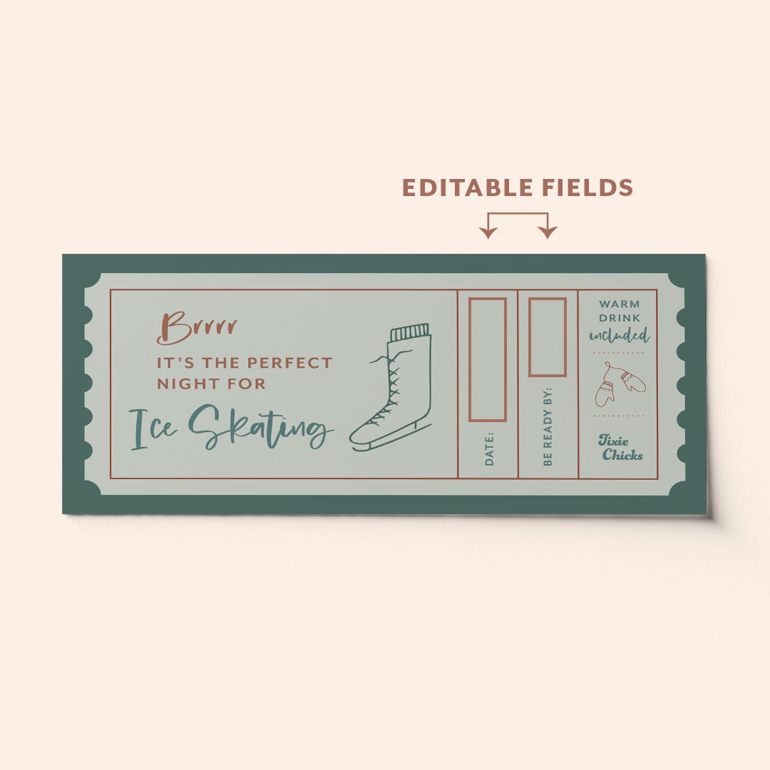 Custom Ice Skating Ticket Voucher Surprise Activity BEST Etsy