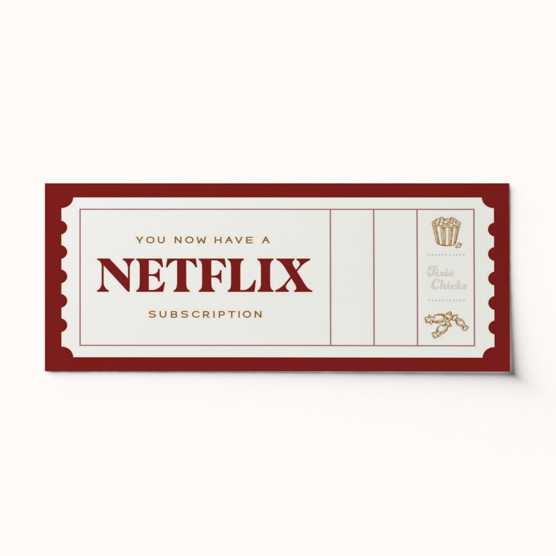 Custom Netflix Subscription Ticket Voucher Surprise Gift BEST SELLER