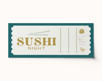 Custom Sushi Night Ticket Voucher • Surprise Gift (Editable PDF)