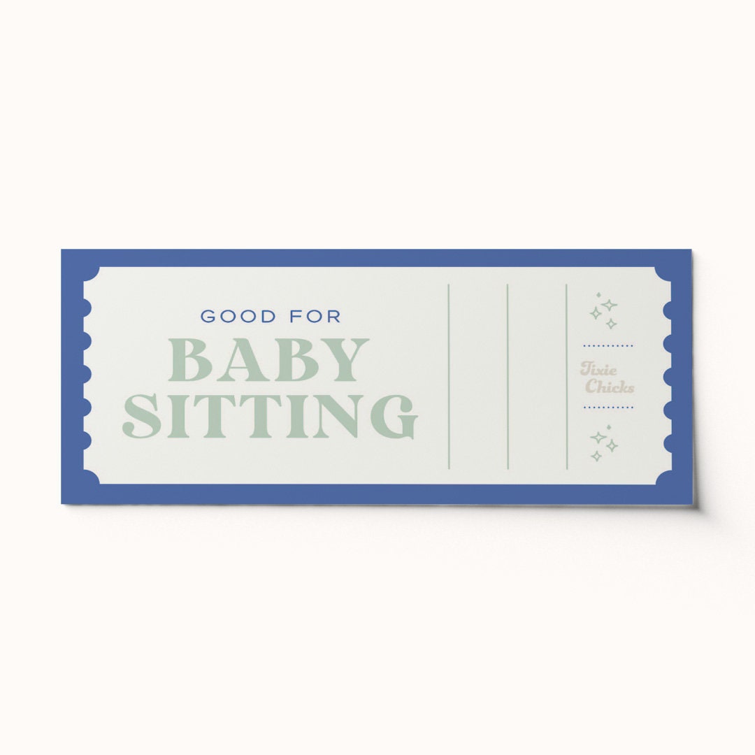 Custom Babysitting Voucher Ticket • Editable PDF Gift Coupon - Etsy, image size:1080x1080