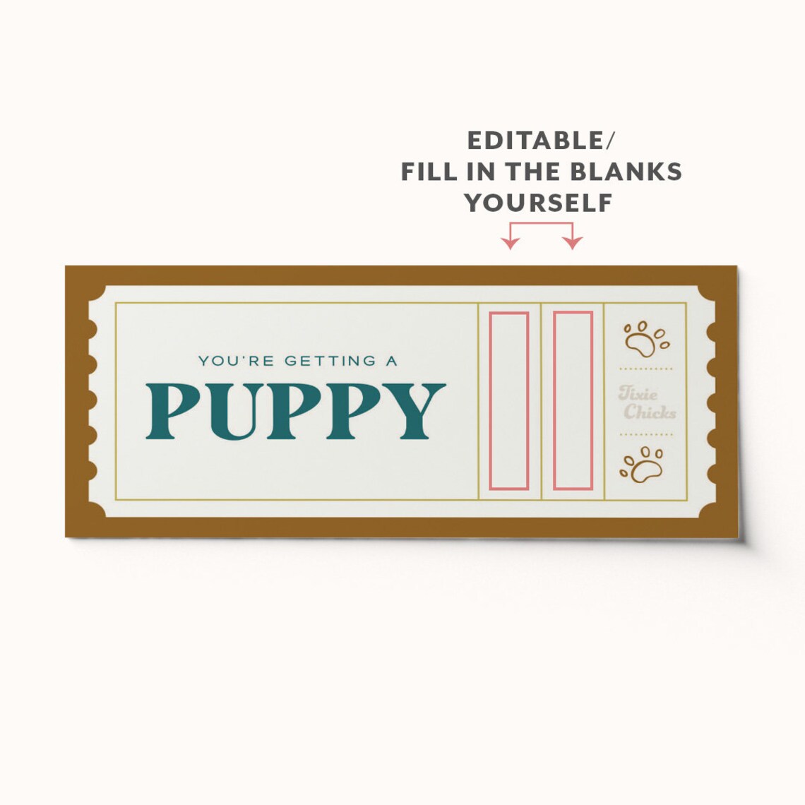 Dog Ticket Vip Custom Puppy/dog Gift Ticket Voucher • Editable PDF Coupon - Etsy