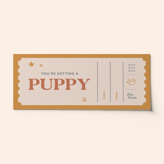 Custom Puppy/dog Ticket Voucher Surprise Gift BEST SELLER Etsy