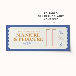 Custom Manicure Pedicure Ticket Voucher • Editable PDF Coupon image 2