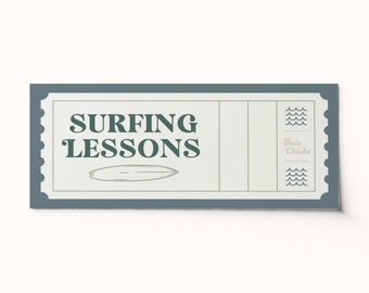 Custom Surfing Lessons Gift Voucher • Editable Ticket (PDF)