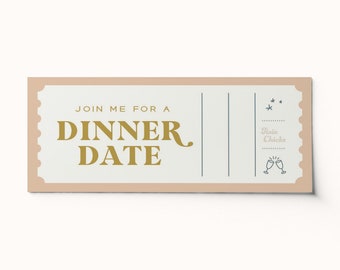 Custom Dinner Date Ticket Voucher • Editable PDF Gift