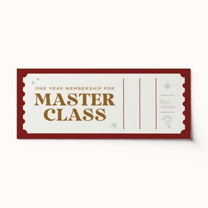 Bon de billet d'abonnement MasterClass personnalisé • Cadeau d'activité surprise • BEST-SELLER • Chèque-cadeau personnalisé • PDF modifiable • Coupon