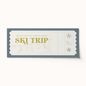 Chèque de billet de ski personnalisé • Vacances de voyage surprise • BEST-SELLER • Chèque-cadeau personnalisé • PDF modifiable • Coupon