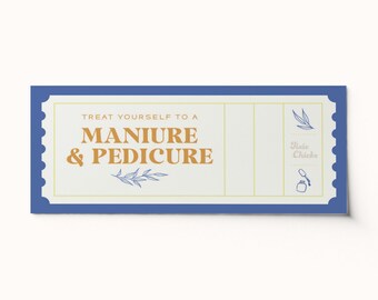 Custom Manicure Pedicure Ticket Voucher • Editable PDF Coupon
