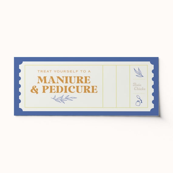 Custom Manicure Pedicure Ticket Voucher • Editable PDF Coupon