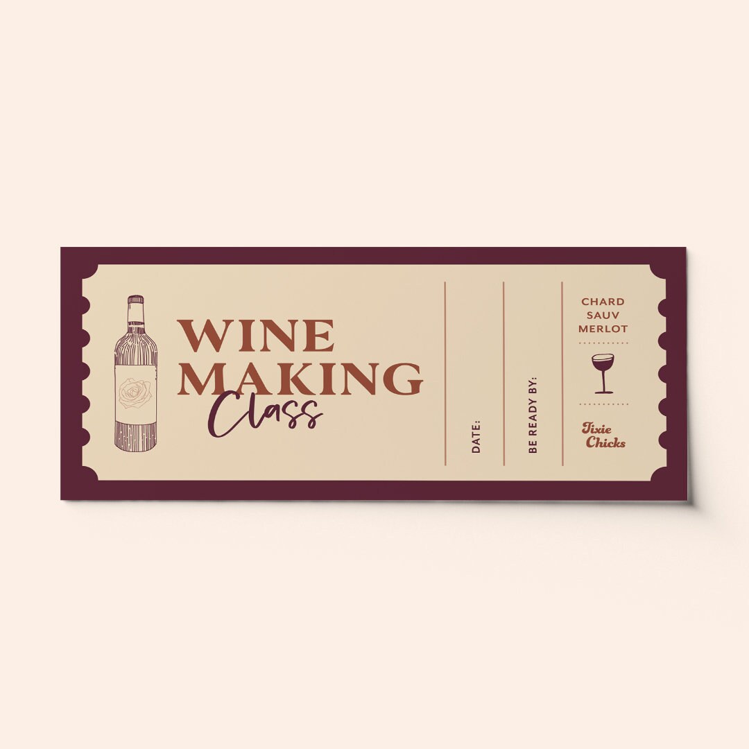 Custom Wine Making Class Ticket Voucher Surprise Activity Etsy.de