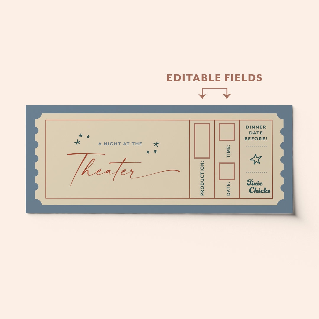 Custom Theater Ticket Voucher Surprise Gift Activity BEST Etsy