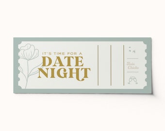 Gepersonaliseerde datum-nachtticket • Bewerkbare pdf-voucher